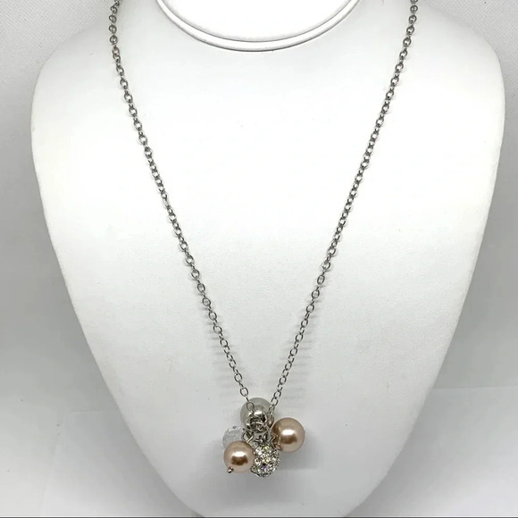 J. Crew Crystal Pearl Pave Ball Pendant Necklace - Picture 1 of 3